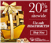 New! Shop great Holiday gifts at 1800baskets.com. Get 20% off your entire order of Delicious Gift Baskets, Chocolates, Fruits, and more when you use coupon code HDAYBSKT20 (valid until Dec 23, 2012)