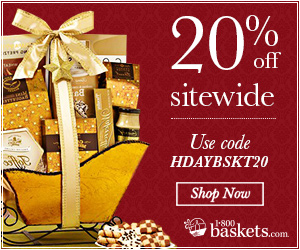 Save 15% on Delicious Gift Baskets, Chocolates, Fruits, and more available at 1800baskets.com! Use code 18BSAVE15 at checkout - 300x250