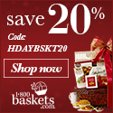 Save 20% off on select Holiday Gift Baskets at 1-800-Baskets.com! (Valid until 12/25/2013 or while supplies last) Use coupon code HDAYBSKT20