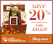 Celebrate the fall season with 20% OFF your entire purchase at 1800Baskets.com! (Offer ends 11/31/2013) Use Coupon Code FALL20