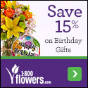 Save 15% on Birthday Flowers and Gifts at 1800flowers.com. Use Promo Code HPPYBDAY at checkout.