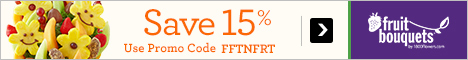 Save 15% off our Fruit Bouquets at 1800flowers.com. Use Promo Code SAVEFRTBQ15 at checkout.