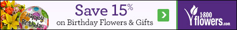 Spring it on! Save 15% off Flowers and Gifts at 1800flowers.com! Use Promo Code: HAPPYBDAY15 at checkout.
