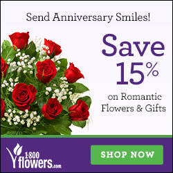 Send anniversary smiles! Save 15% on flowers and gifts at 1800flowers.com! Use Promo Code: AFF15 at checkout.