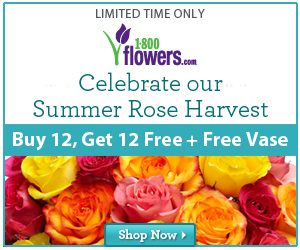 Celebrate Our Summer Rose Harvest. Buy 12 & Get 12 Free + Free Vase ONLY $29.99 (Reg. $54.99). Save $25 at 1800Flowers.com! (Offer Ends Sept 2, 2011) - 300x250