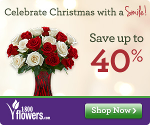 Celebrate Christmas with a Smile! Save up to 40% on our collection of Holiday Flowers & Gifts at 1800flowers.com! (Offer Ends 12/20/2013)