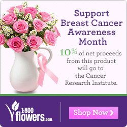 Support Breast Cancer Awareness Month. Save 15% on Flowers and Gifts at 1800flowers.com. Use Promo Code: BCA2013 at checkout.