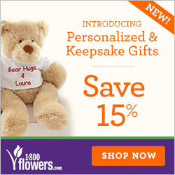 Save 15% on Personalized & Keepsake Gifts at 1800flowers.com! Use Promo Code: SVPRS at checkout.