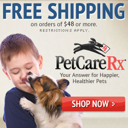 Get FREE SHIPPING on all orders over $48 at PetCareRx.com!