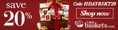 Save 20% off on select Holiday Gift Baskets at 1-800-Baskets.com! (Valid until 12/25/2013 or while supplies last) Use coupon code HDAYBSKT20