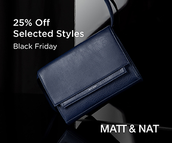 BLACK FRIDAY SALE! Get 25% OFF selected styles at Matt & Nat! (Valid Nov. 23 12:00am EST until Nov. 25 11:59pm EST)